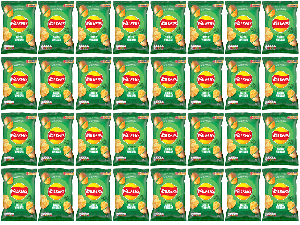 32 x Walkers Salt & Vinegar 32.5Gm