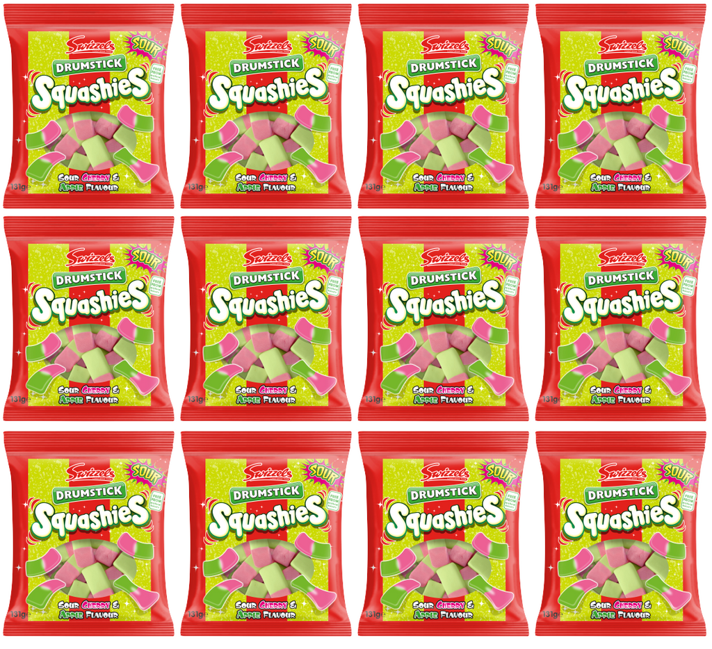 12 X Swizzels Squashies Drumstick Sour Cherry & Apple 120G