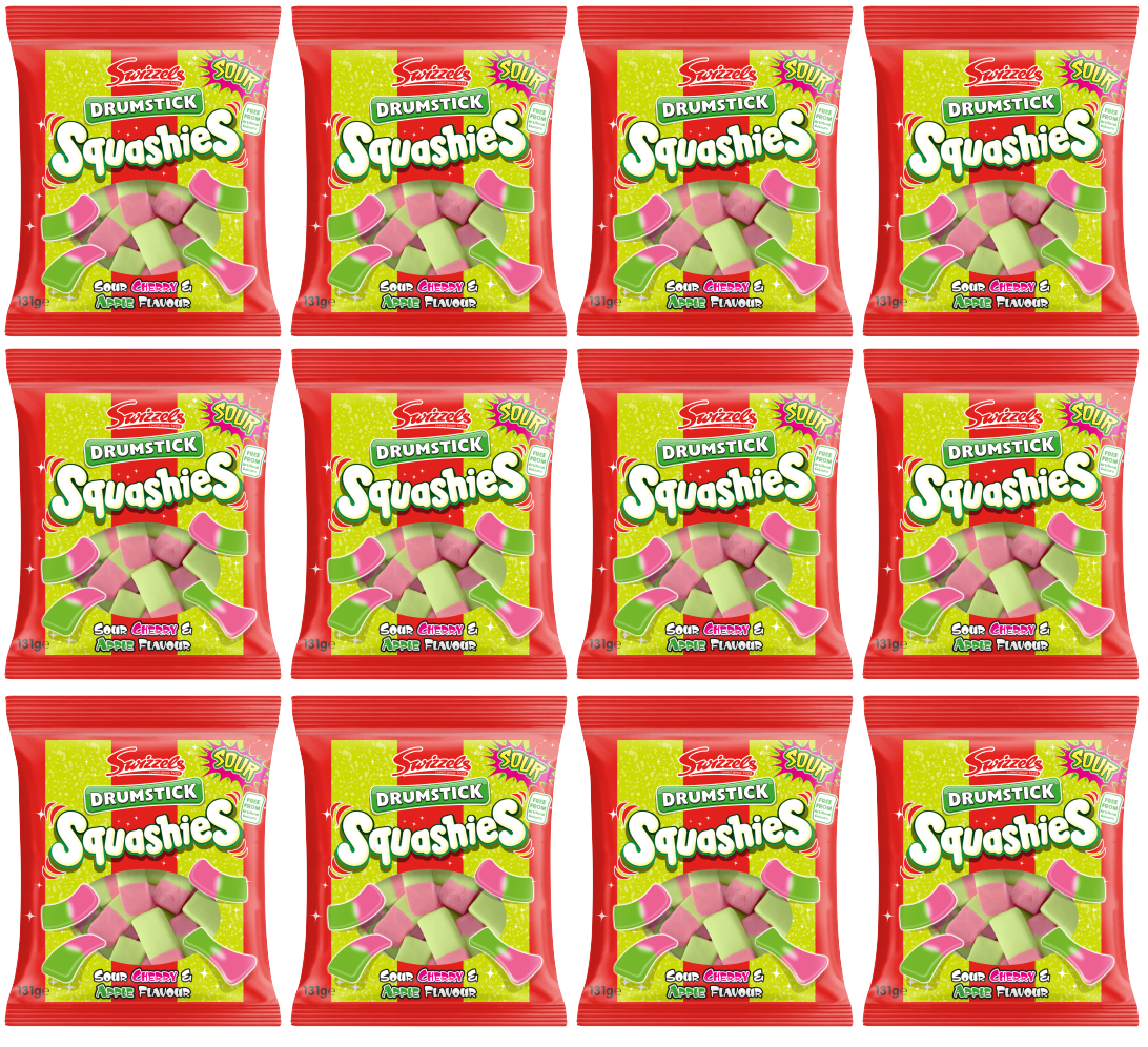 12 X Swizzels Squashies Drumstick Sour Cherry & Apple 120G
