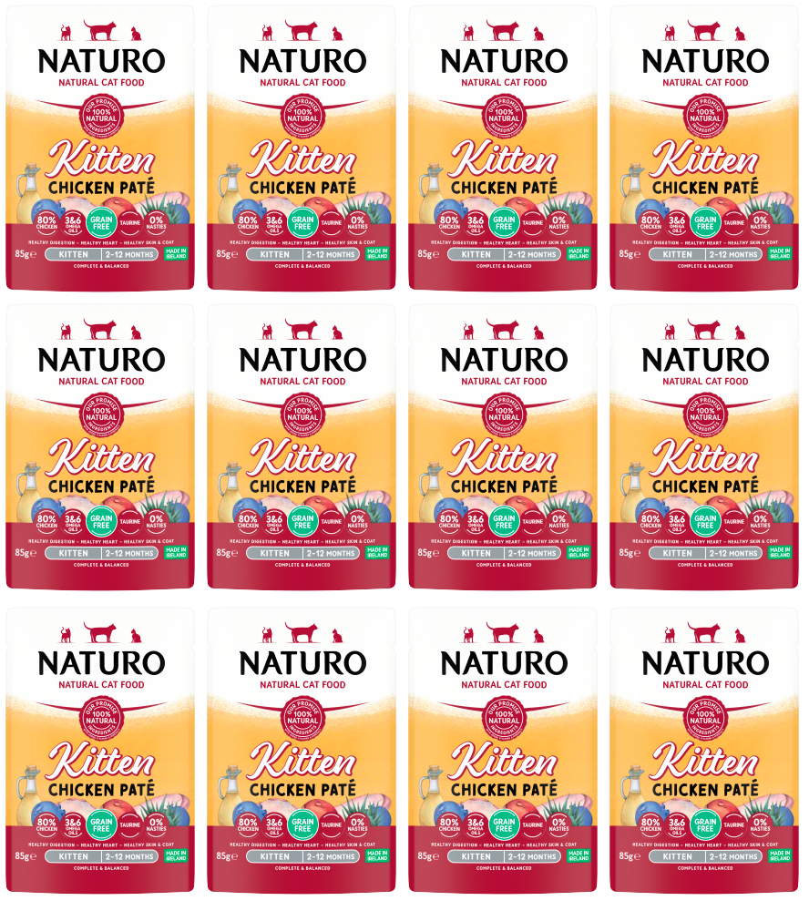 12 x Naturo Kitten Pouch Chicken Pate  - 85GM