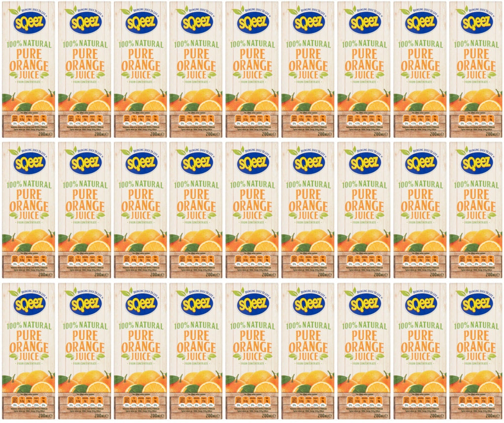 27 x Sqeez Pure Orange Juice 200Ml