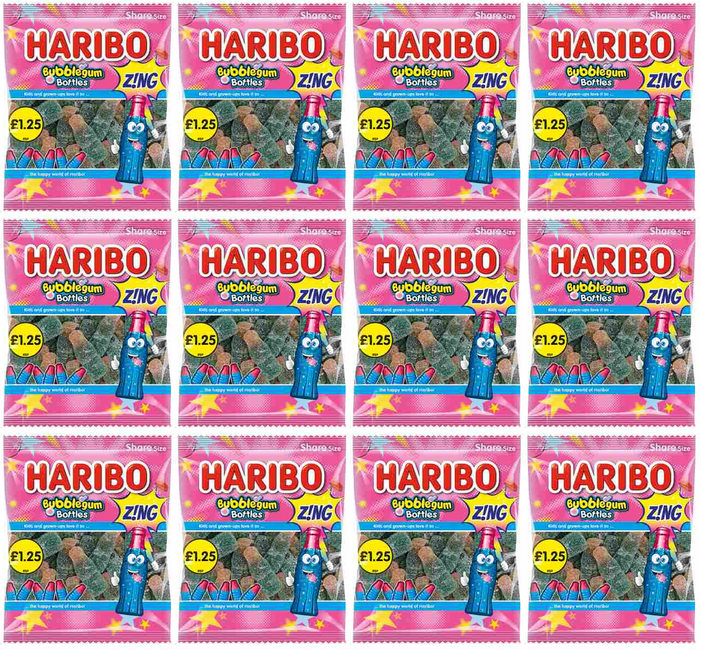 12 x Haribo Bubblegum Bottles Zing - 140GM