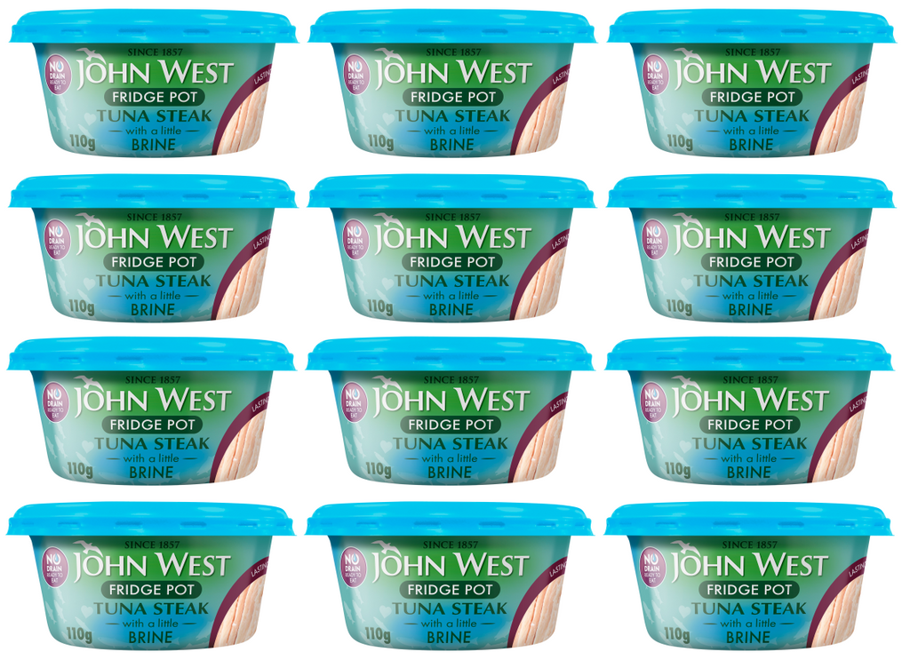 12 x John West No Drain Fridge Pot Tuna Steak With A Little Brine 110G