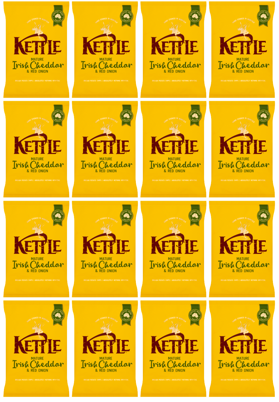 16 x Kettle Crisps Irish Cheddar & Red Onion  - 130GM
