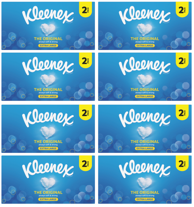 8 x Kleenex Original Extra Large Tissues 2 Pack