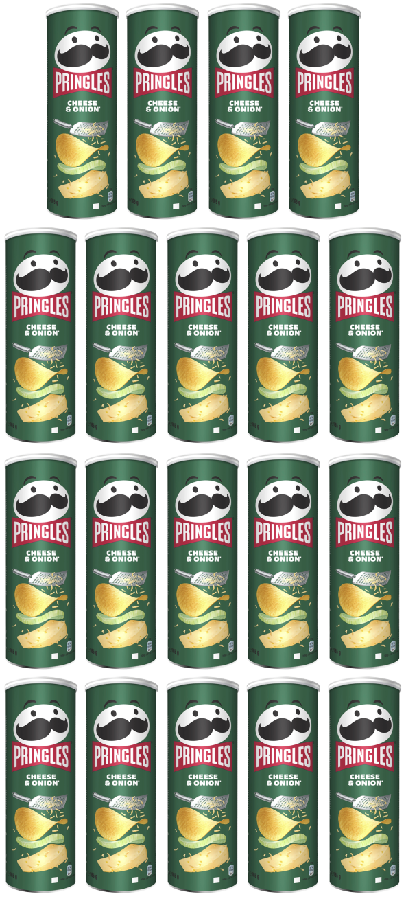 19 x Pringles Cheese & Onion Crisps Can 165G