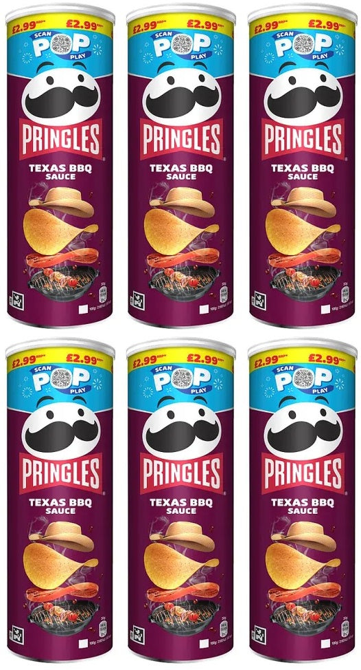 6 x Pringles Texas Bbq - 165GM