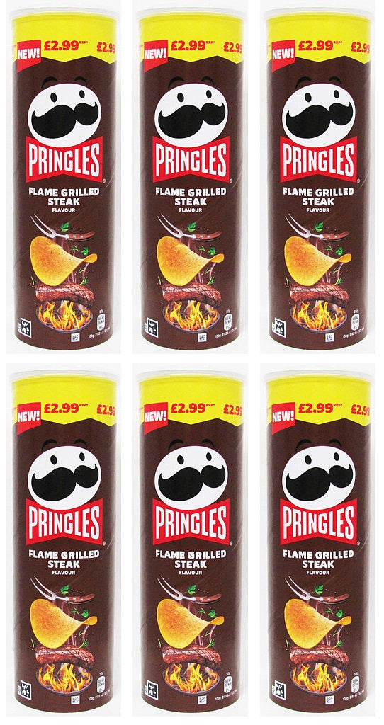 6 x Pringles Flame Grilled Steak - 165GM