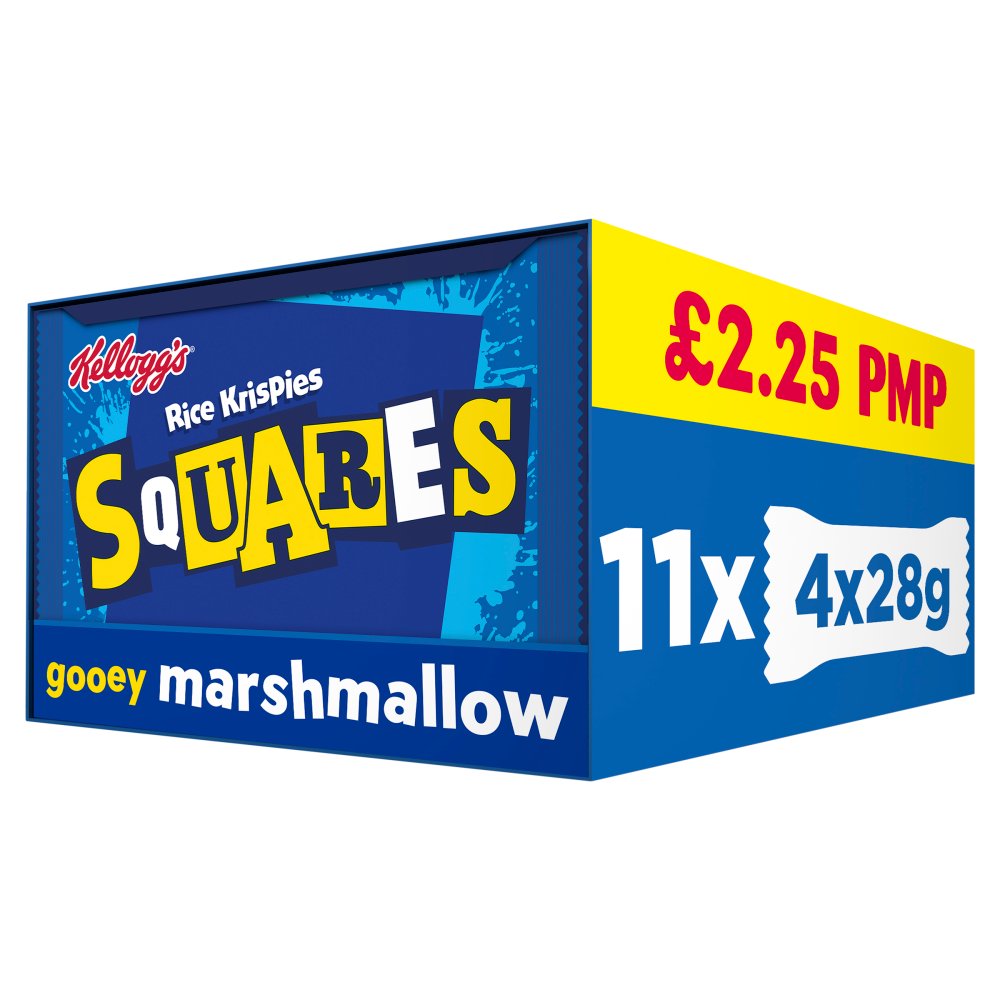 11 x Kellogg's Rice Krispies Squares Marshmallow Snack Bars 4 X 28G
