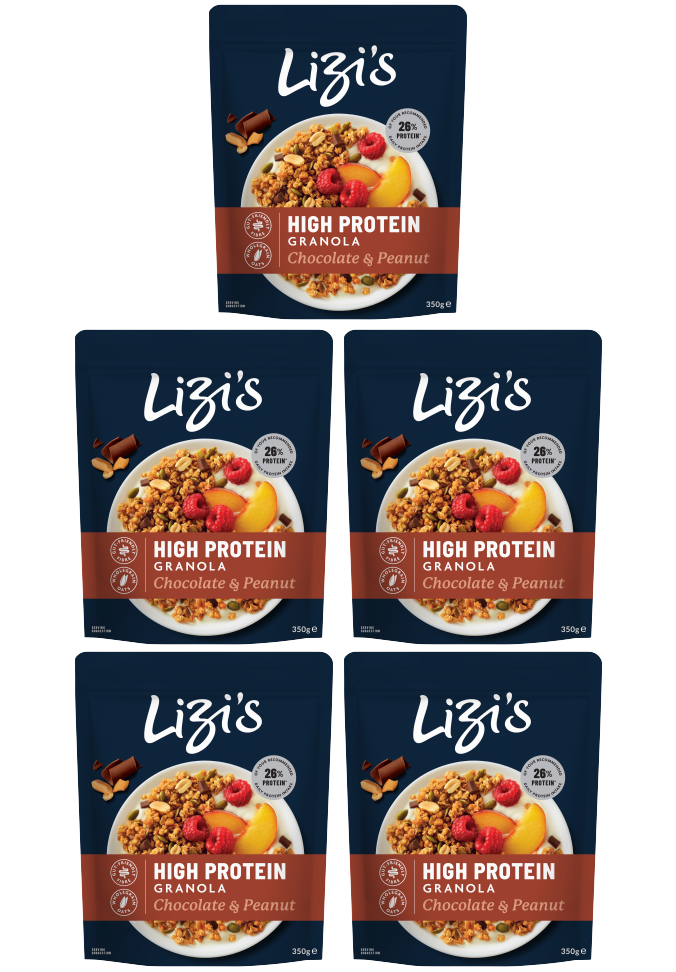 5 x Lizi's High Protein Chocolate & Peanut Granola - 350GM