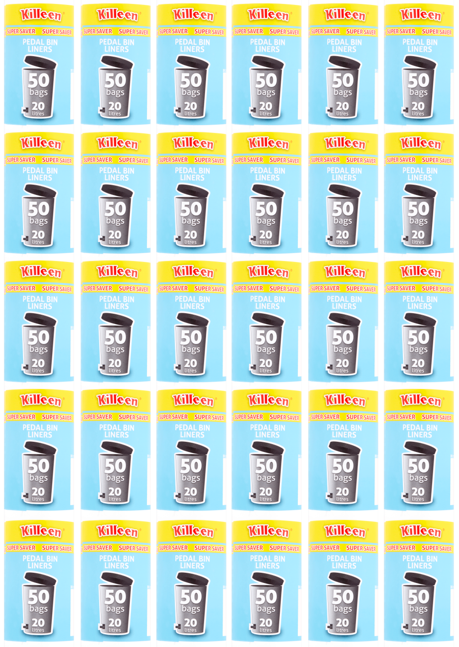 30 x Killeen Super Savers Pedal Bin Liners 50 Pack