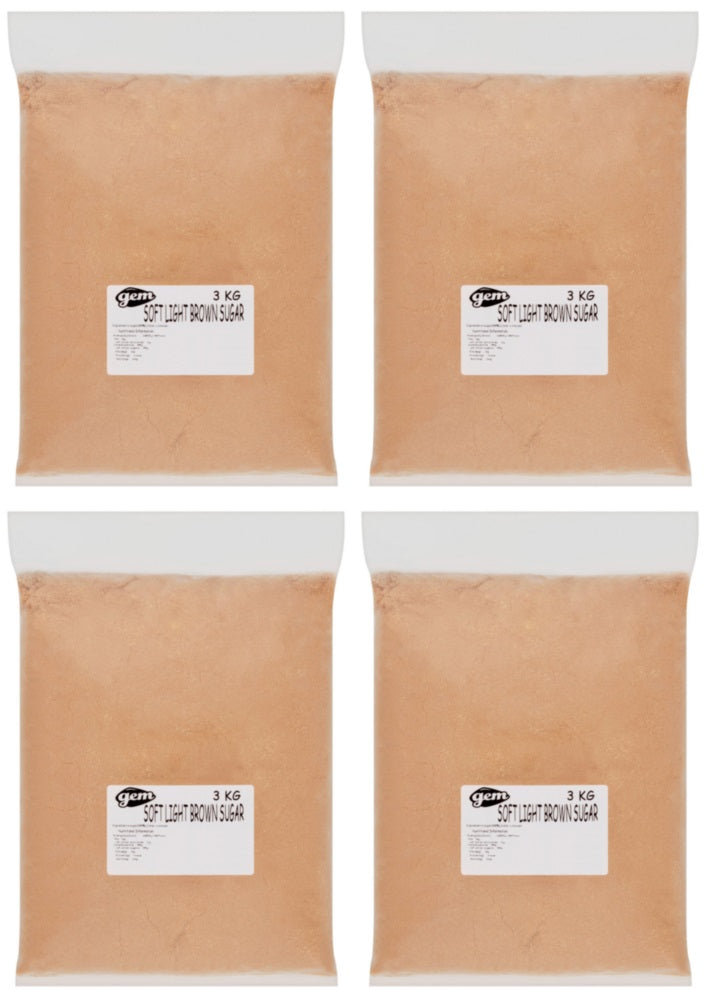 4 x Gem Soft Light Brown Sugar 3Kg