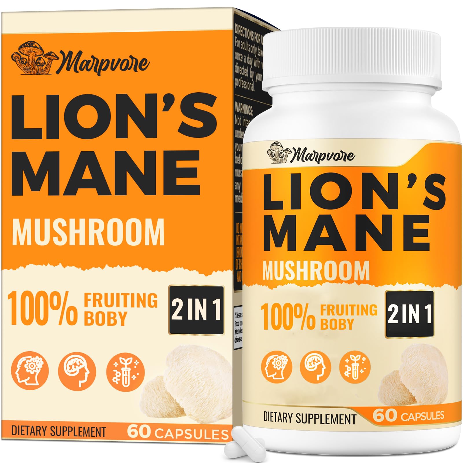 50X Strength Lions Mane 1400mg | Memory & Focus Brain Supplement - 60 Capsules