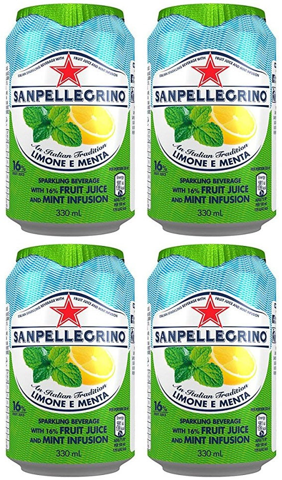 4 x Sanpellegrino Sparkling Fruit Beverages Limone Menta 6X330Ml