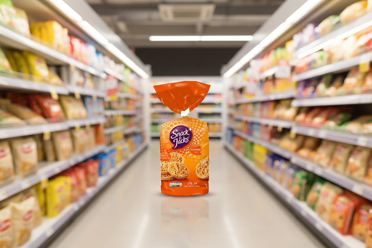 8 x Snack A Jacks Jumbo Caramel Sharing Rice Cake Crisps 159G