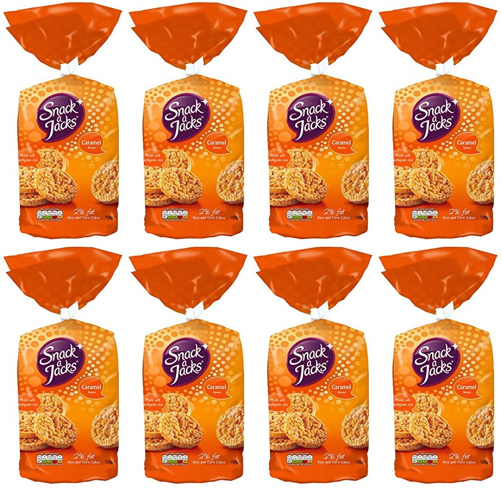 8 x Snack A Jacks Jumbo Caramel Sharing Rice Cake Crisps 159G