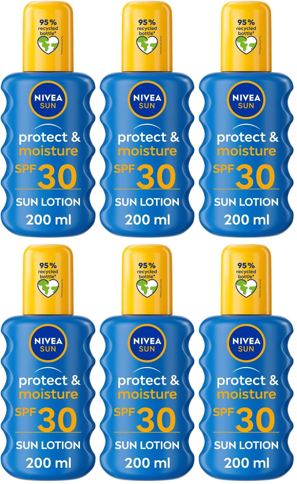 6 x Nivea Protect & Moisture Pump Spray Spf 30 200Ml