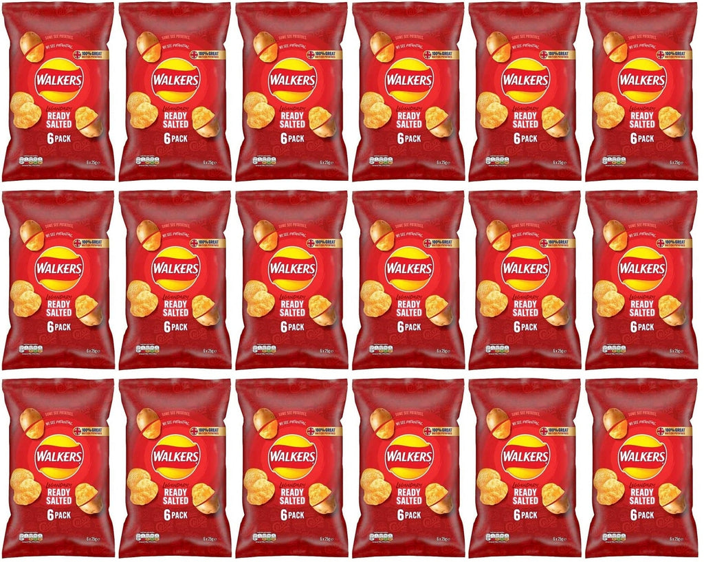 18 x Walkers Ready Salted 6 Pack - 6X25GM