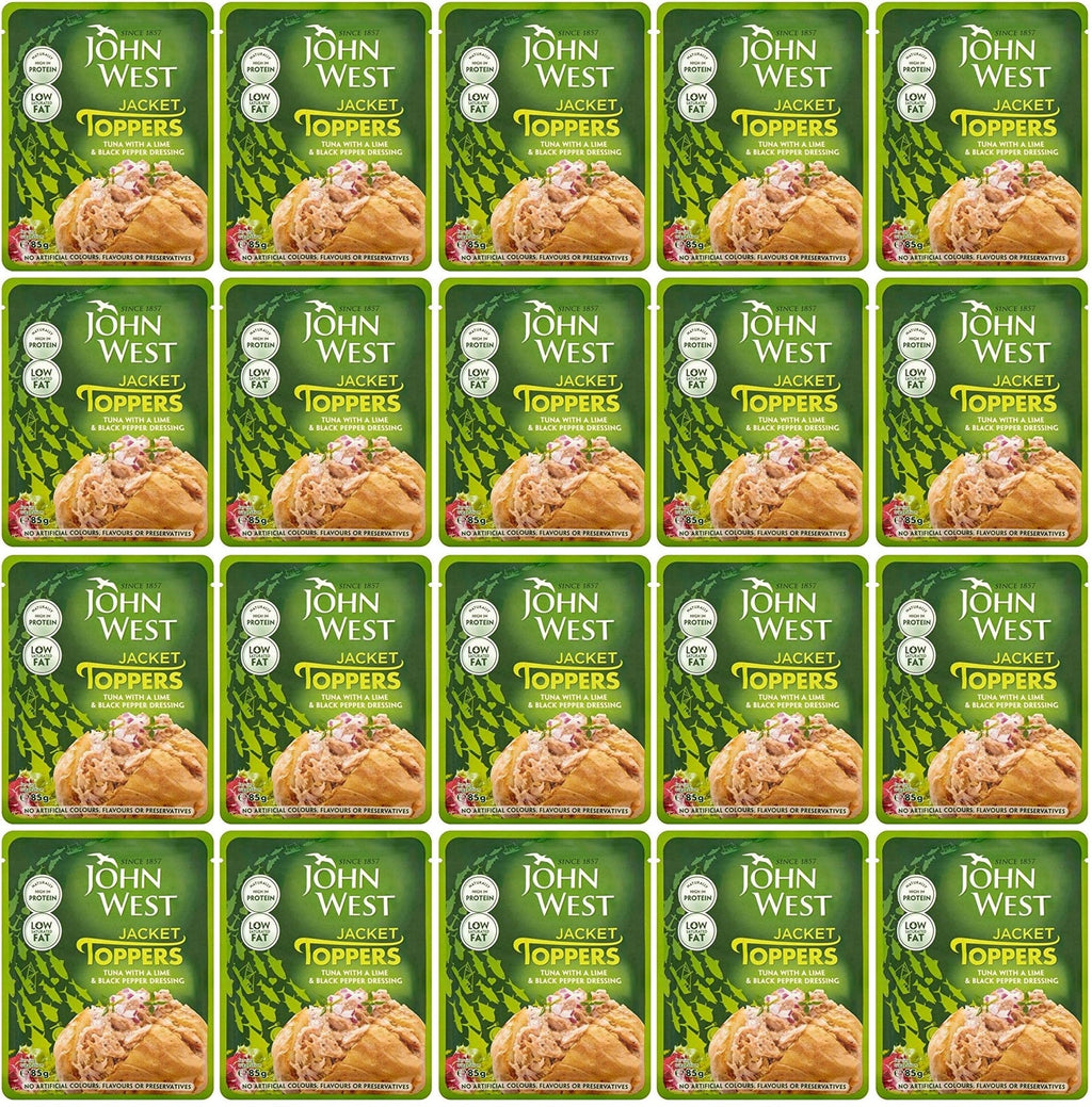 20 x John West Jacket Toppers Tuna With A Lime & Black Pepper Dressing 85G