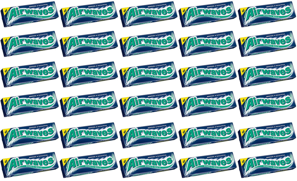 30 x Airwaves Menthol & Eucalyptus Sugarfree Chewing Gum 10 Pieces
