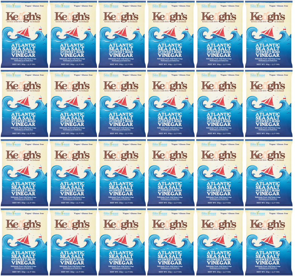 24 x Keoghs Sea Salt & Cider Vinegar Crisps 50Gm