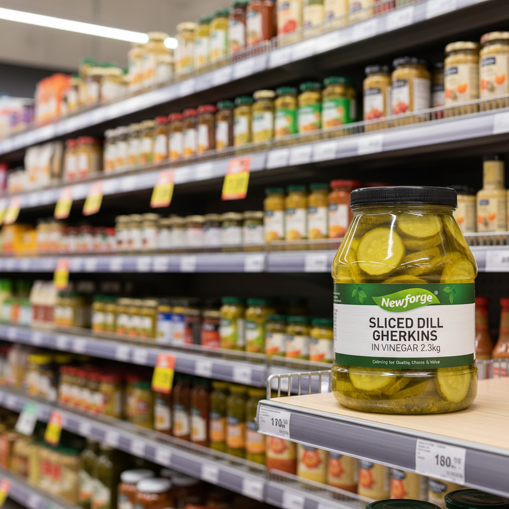 2 x Newforge Sliced Dill Gherkins In Vinegar 2.3Kg