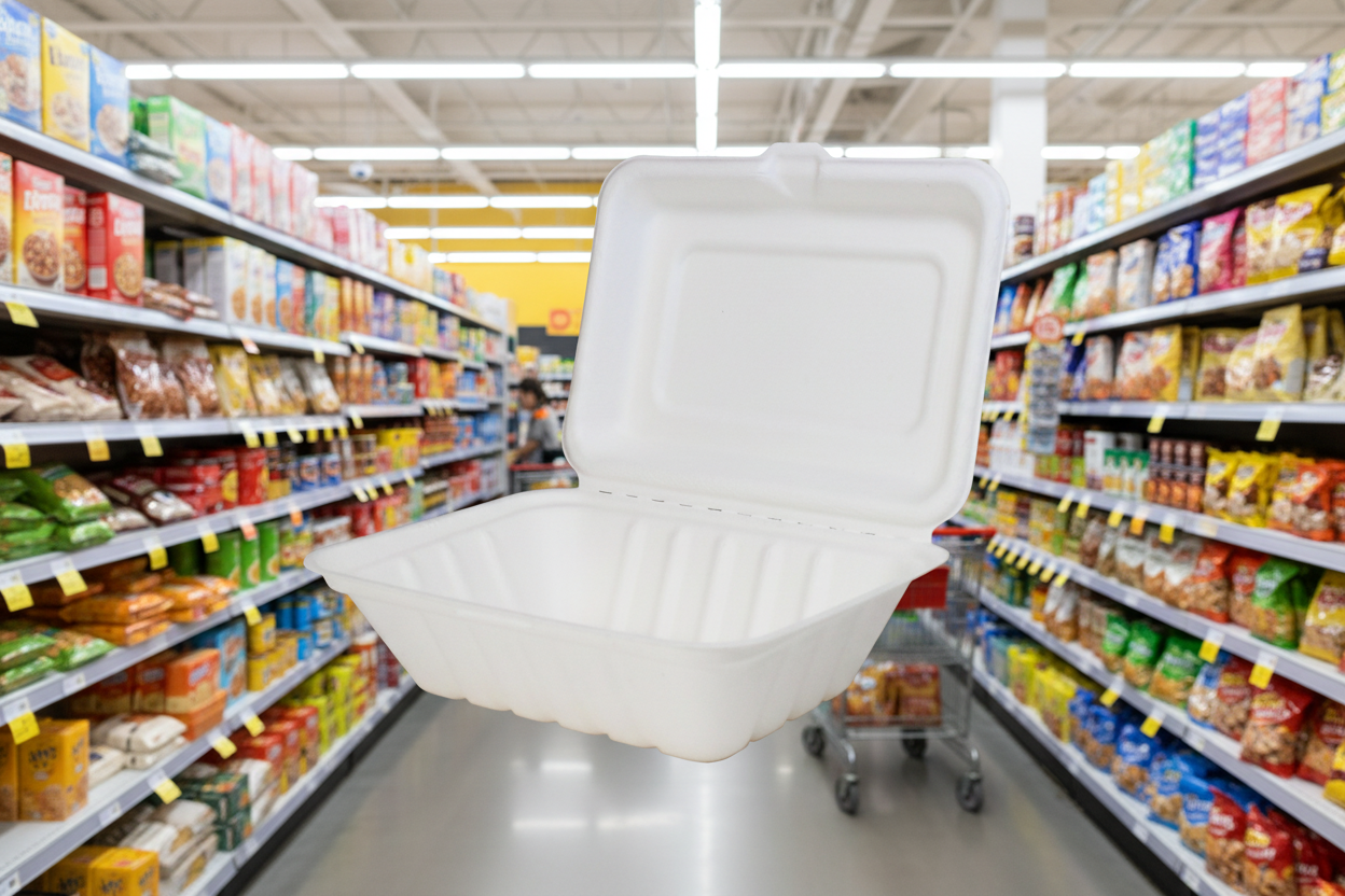 Bagasse Meal Box Rectangle 7In