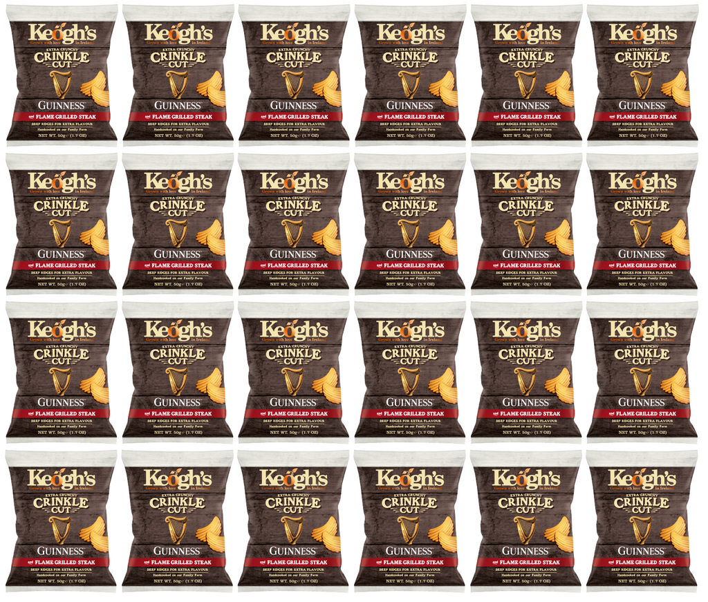 24 X Keoghs Crinkle Cut Guinness & Steak 50Gm