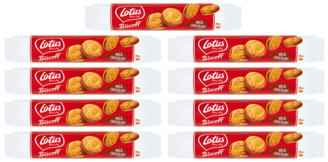 9 x Lotus Biscoff Sandwich Milk Choc Cream 154Gm