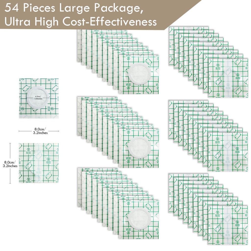 54pcs Castor Oil Pack Wrap for Belly Button – Self-Adhesive, No-Wash, Transparent PU Film, Organic Cotton Patches