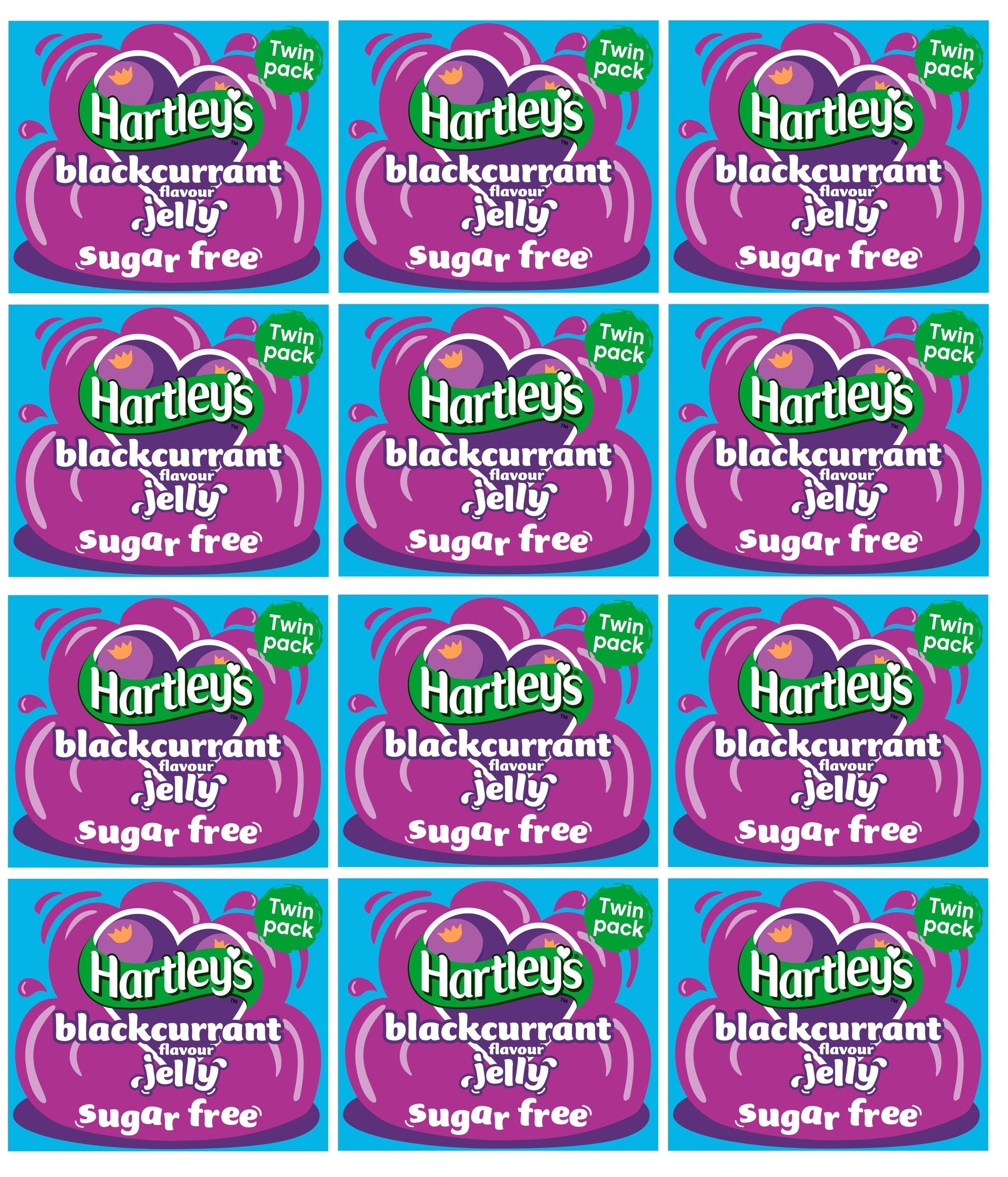 12 x Hartley's Sugar Free Blackcurrant Flavour Jelly 2 X 11.5G
