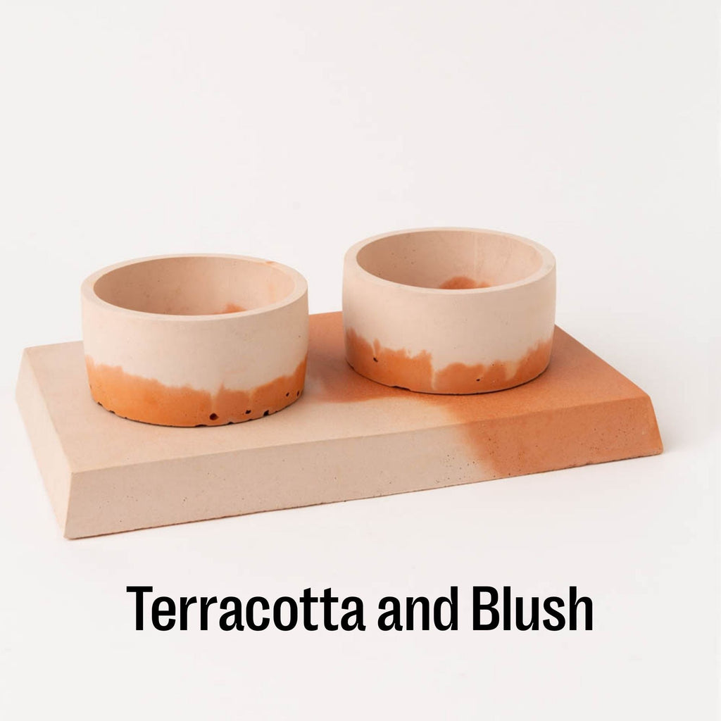 Concrete Pet Bowl Set by Smith & Goat (Terracotta & Blush)