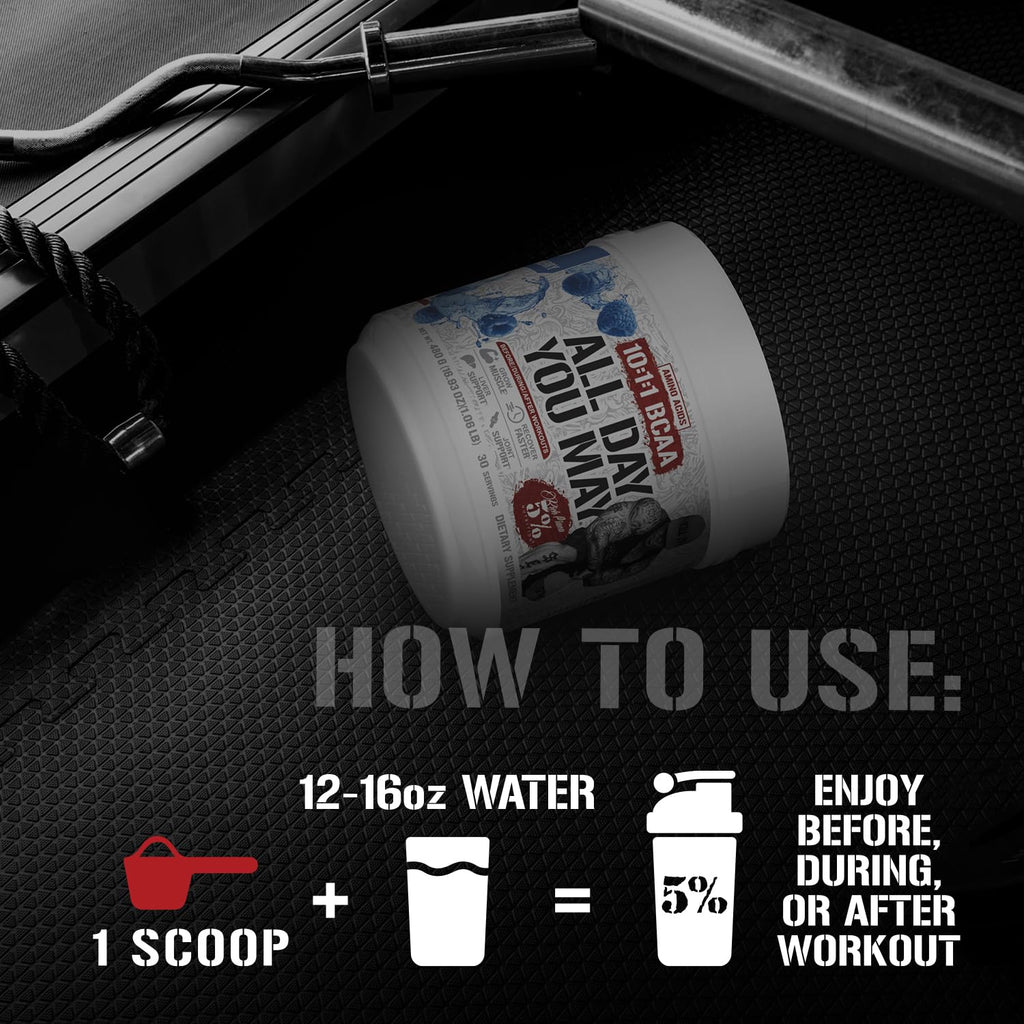 5% Nutrition Rich Piana AllDayYouMay BCAA Powder – Intra & Post-Workout Aminos