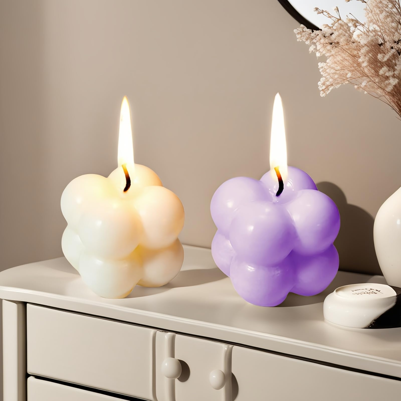 6-in-1 Mini Soy Wax Candles Gift Set – Eco-Friendly Aromatherapy (Lavender, Peach & Sea Salt) – Bubble Shaped Candles
