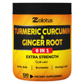 6 in 1 Turmeric Curcumin + Ginger Capsules - 95% Curcuminoids, Black Pepper | 120 Capsules