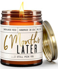 6 Month Anniversary Gift for Girlfriend - Sandalwood Rose Soy Candle, 9oz, USA Made
