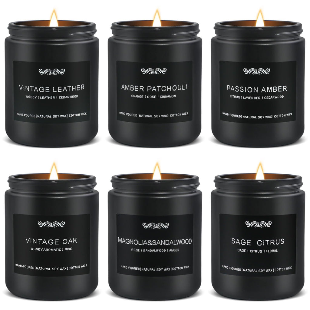 6 Pack Candles for Home – Aromatherapy Gift Set for Men (42 oz, 300 Hours)