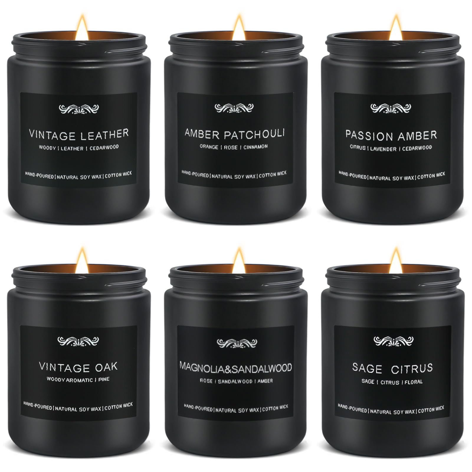 6 Pack Candles for Home – Aromatherapy Gift Set for Men (42 oz, 300 Hours)