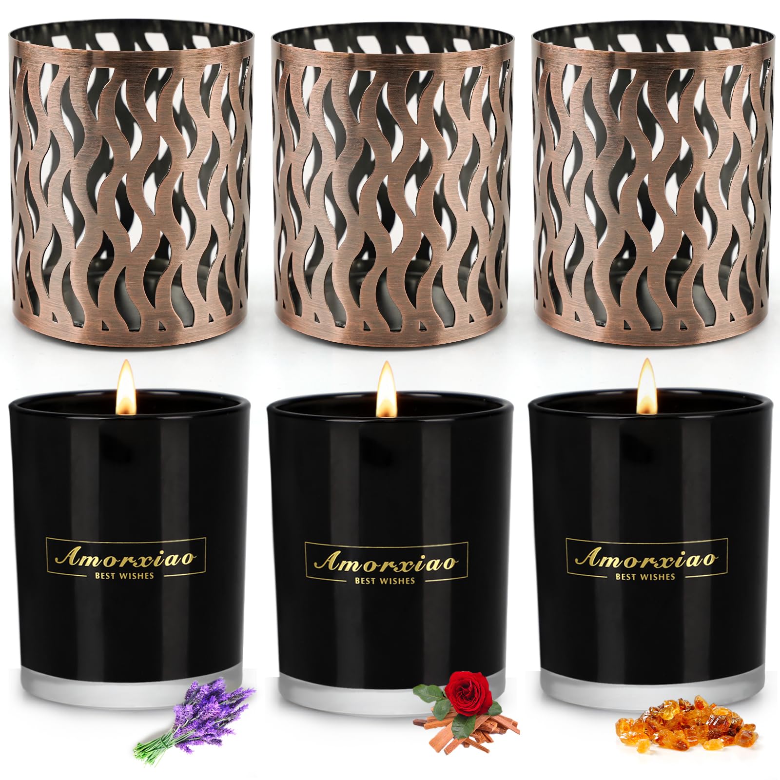 6 Pack Scented Candles Set for Men - Gift Box, 120 Hour Soy Wax Aromatherapy