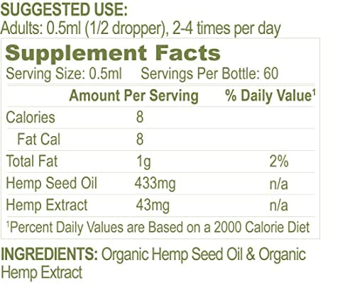 Ultra High Strength Hemp Oil Supplement - USDA Organic, 60 Servings | Restorative Botanicals