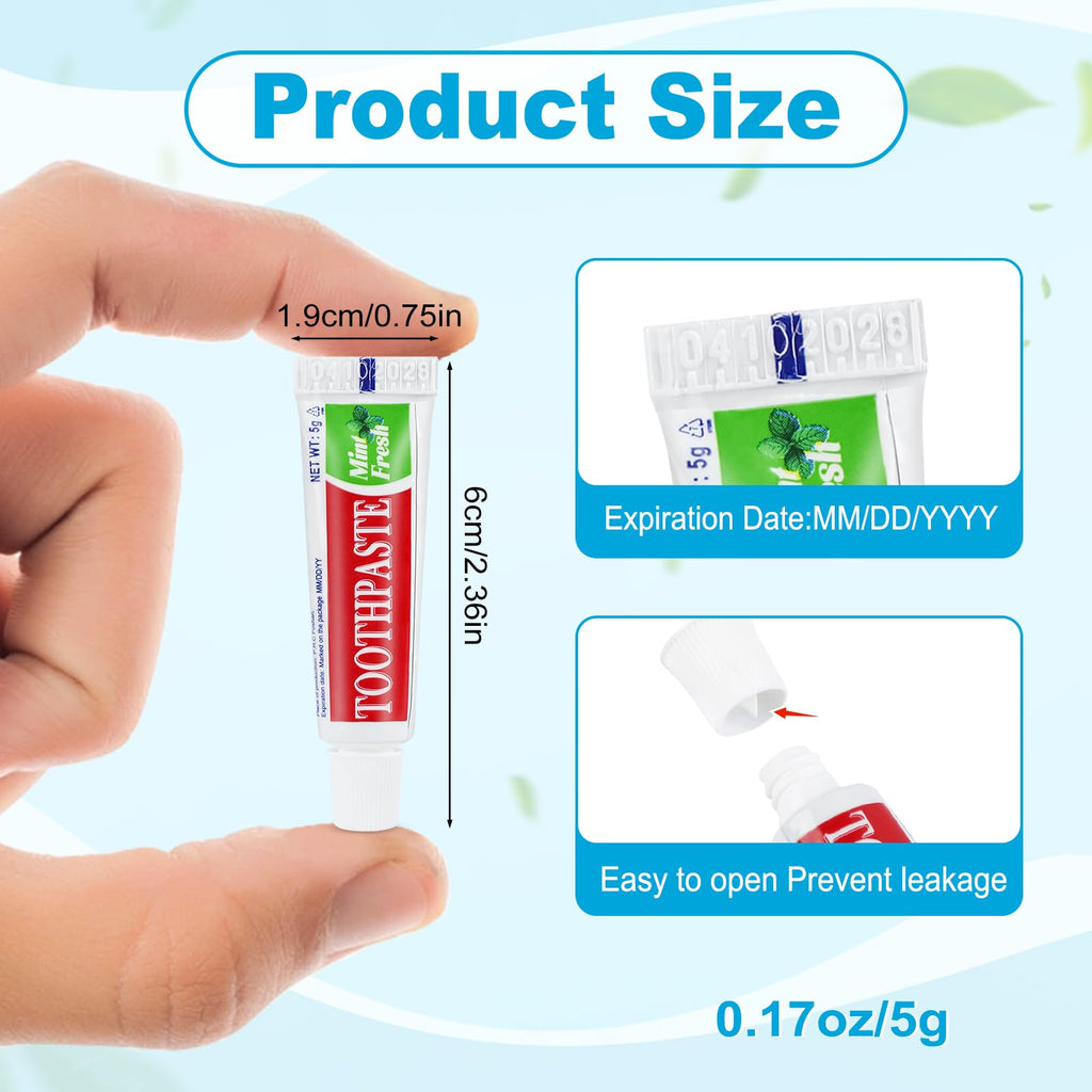 60 Tubes Travel Size Toothpaste Bulk Pack – Mint, 0.17 oz, Disposable