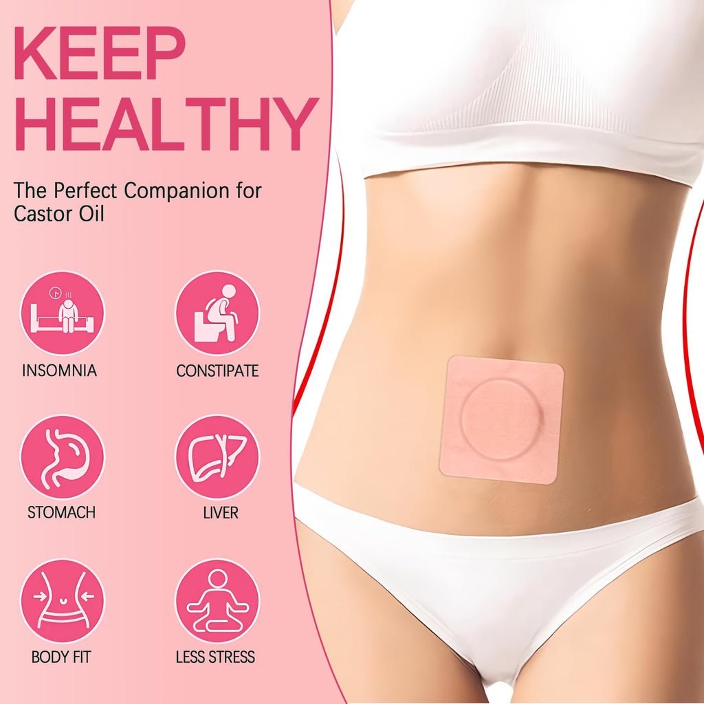 60Pcs Disposable Castor Oil Belly Button Patch - 3.15 x 3.15 Inches, Self-Adhesive, No-Wash, Organic Cotton, Anti-Seepage