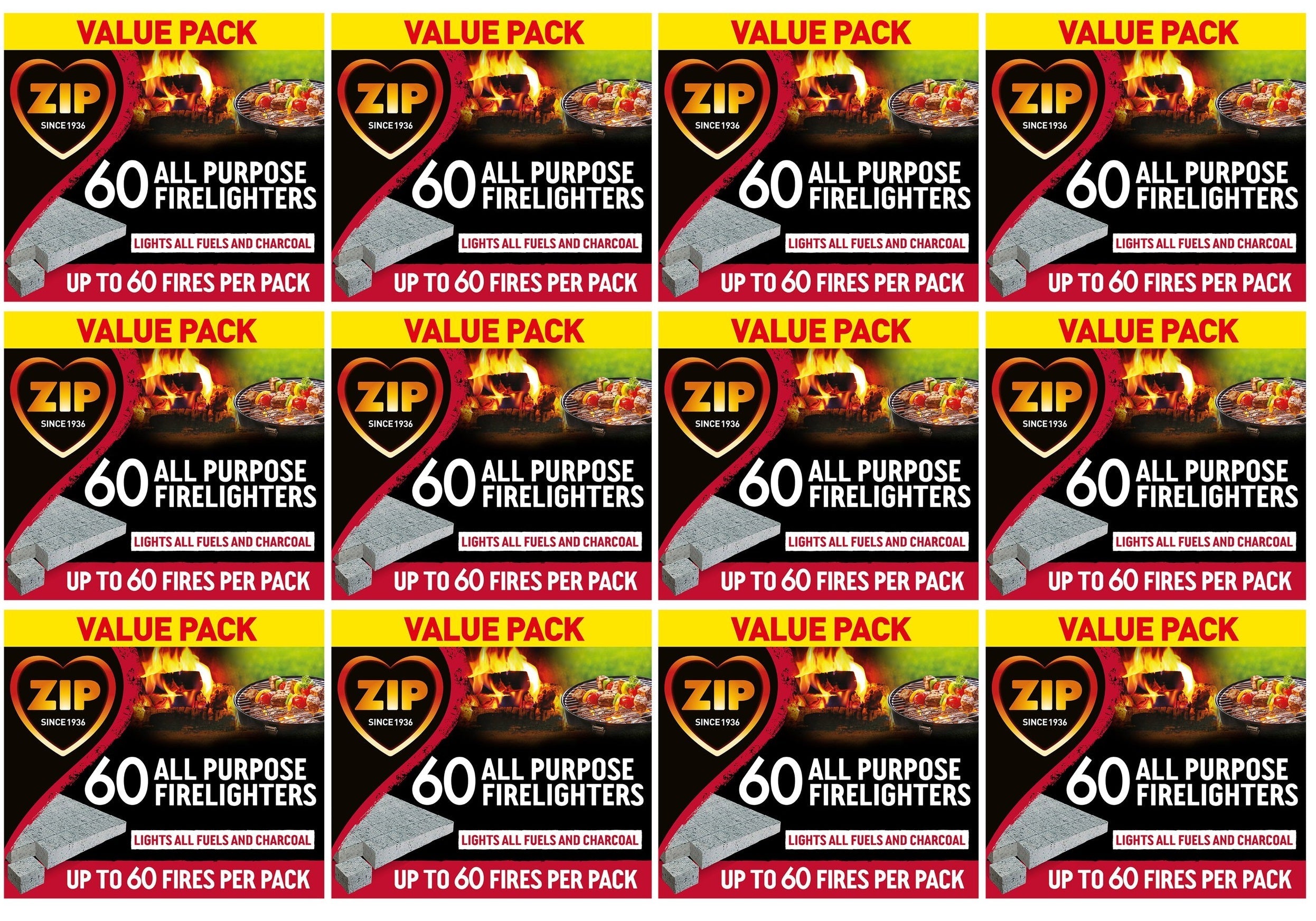 12 x Zip 60 High Performance All Purpose Firelighters