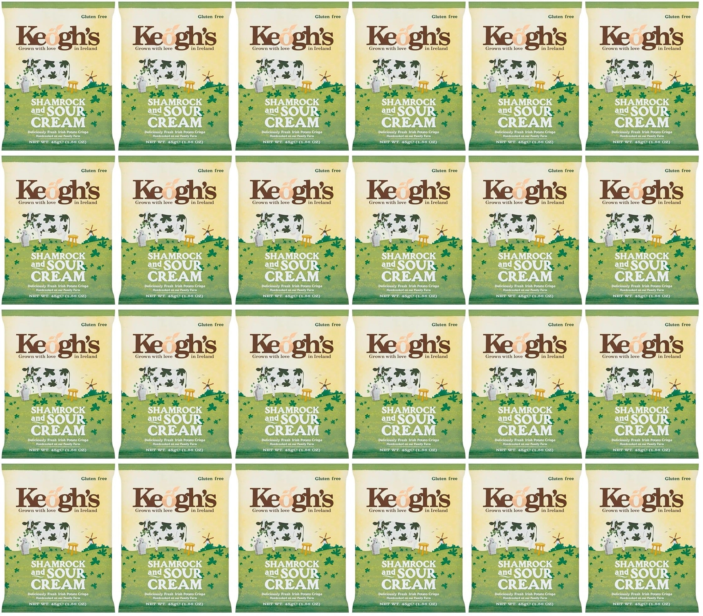 24 x Keogh's Shamrock And Sour Cream 45G