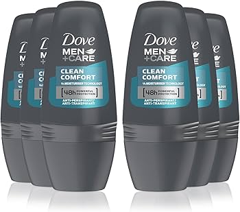 6 x Dove Men + Care Clean Comfort Roll On 48H Anti-Perspirant Deodorant