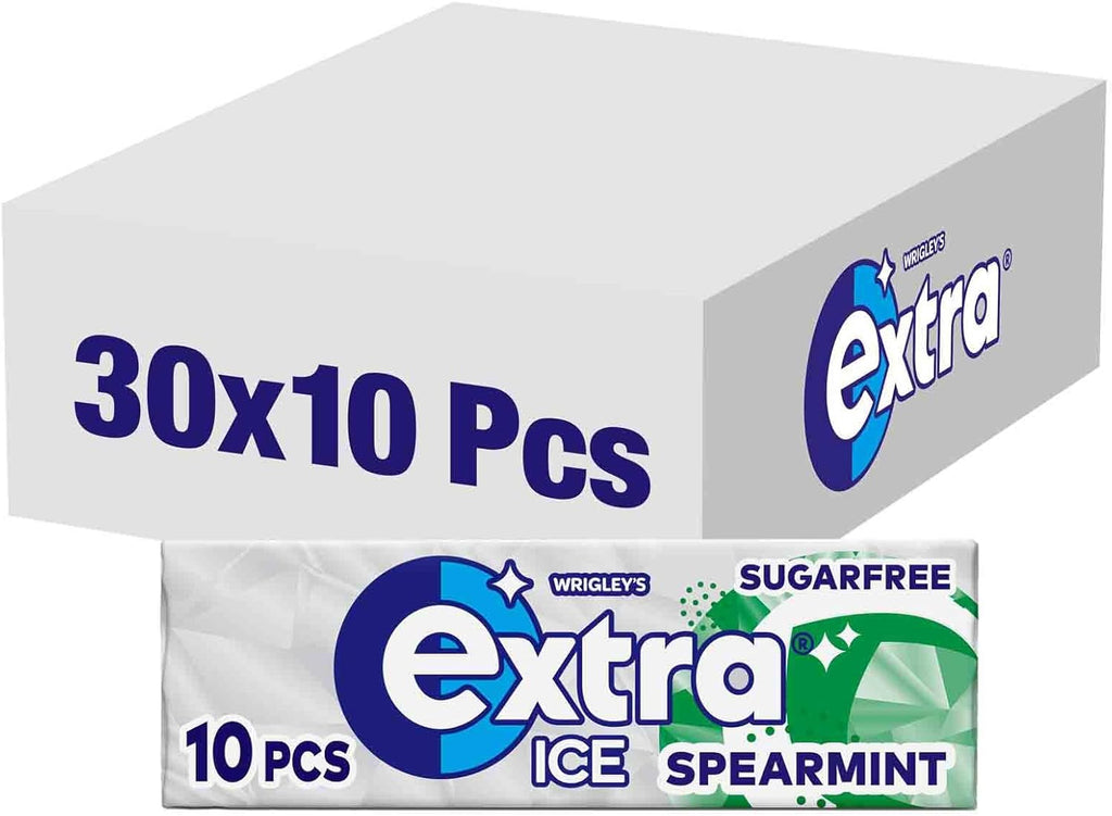 30 x Extra Ice Spearmint Chewing Gum Sugar Free 10 Pieces