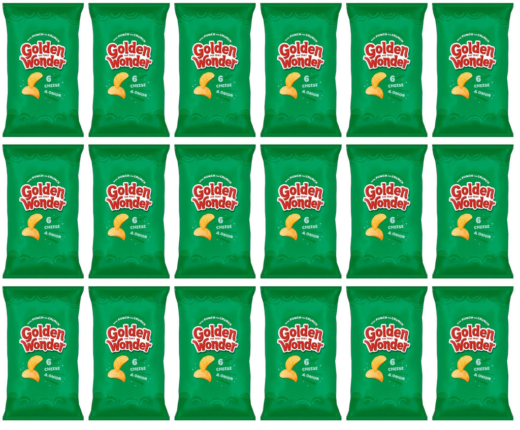 18 x Golden Wonder Cheese & Onion 6pk - 6X25GM