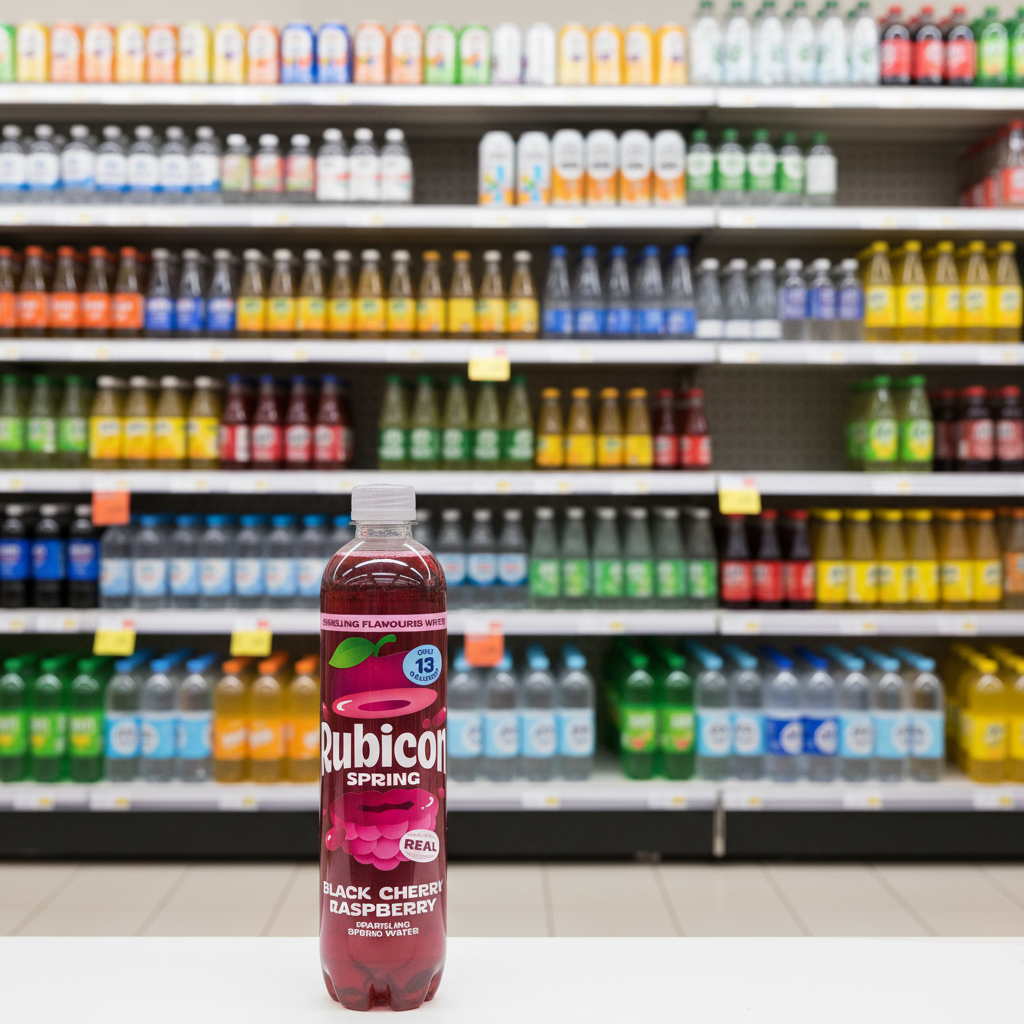 12 x Rubicon Spring Black Cherry Raspberry Flavoured Sparkling Spring Water 500Ml