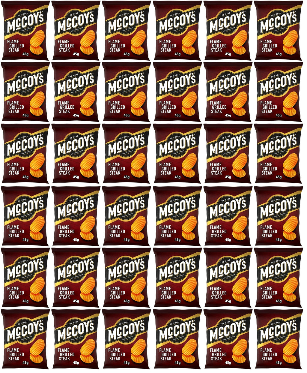 36 x Mccoy's Flame Grilled Steak Flavour Potato Crisps 45G