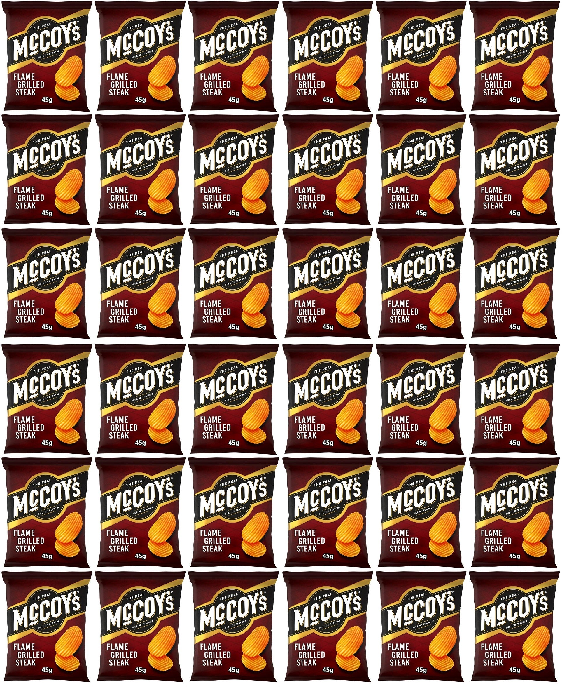 36 x Mccoy's Flame Grilled Steak Flavour Potato Crisps 45G